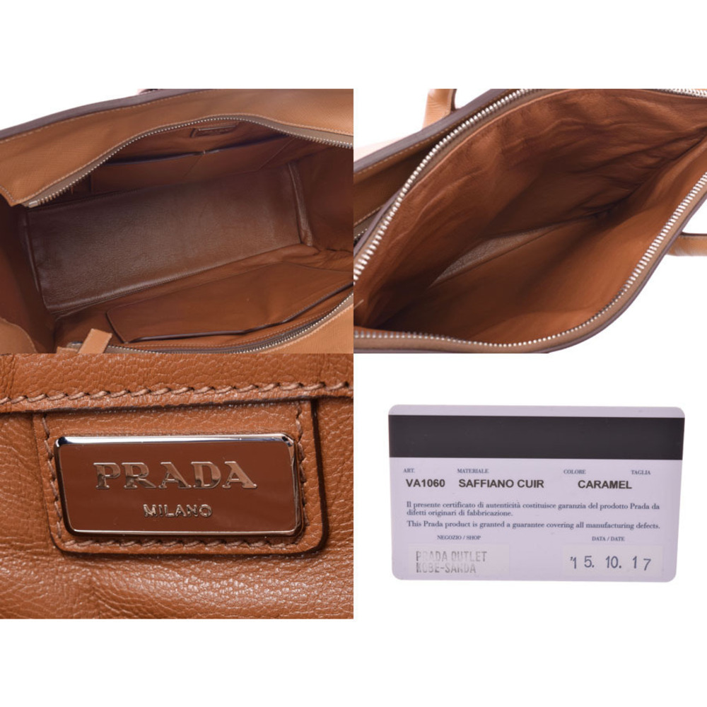 Prada Saffiano Tan Brown card Camel Tan tote bag - Picture 9 of 11